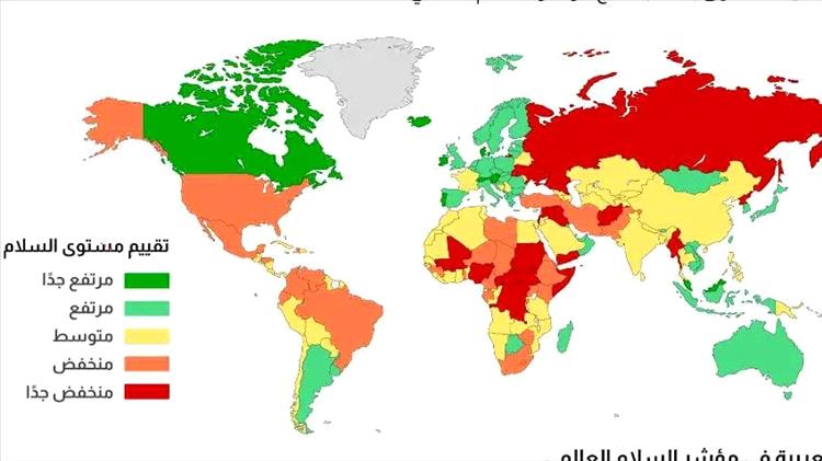 
		مؤشر السلام العالمي: اليمن الأقل سلامًا وأقل بلد مسالم على مستوى العالم